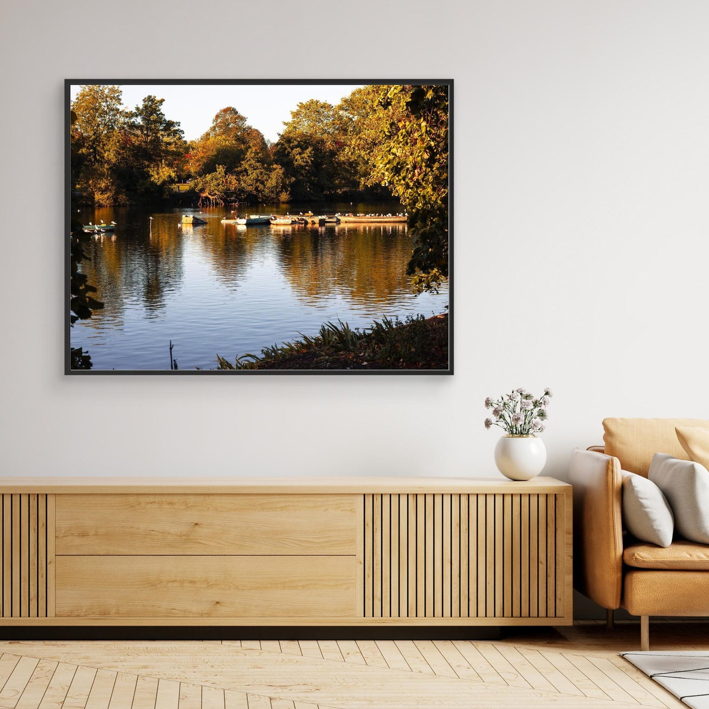 Golden Reflections on a Quiet Lake