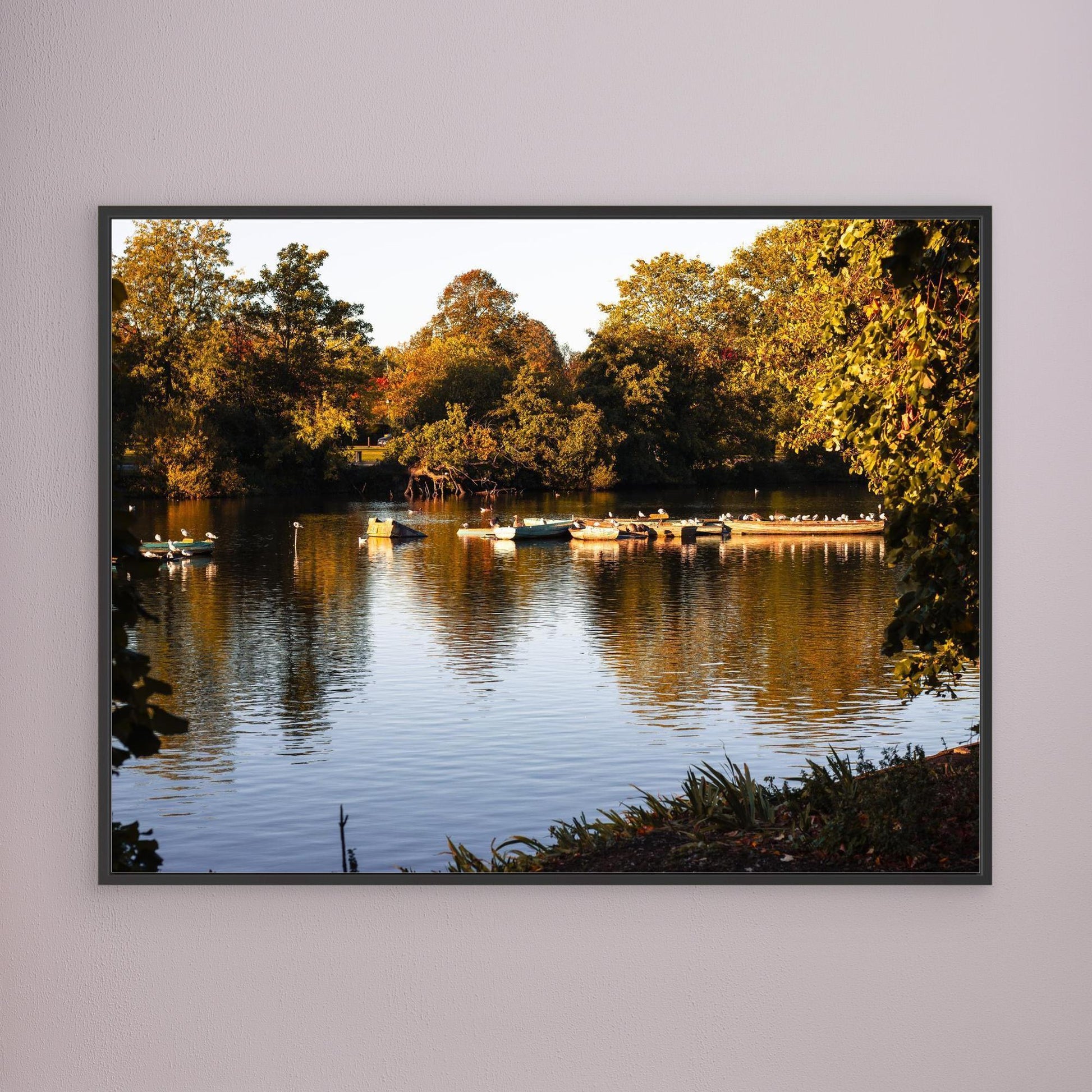 Golden Reflections on a Quiet Lake